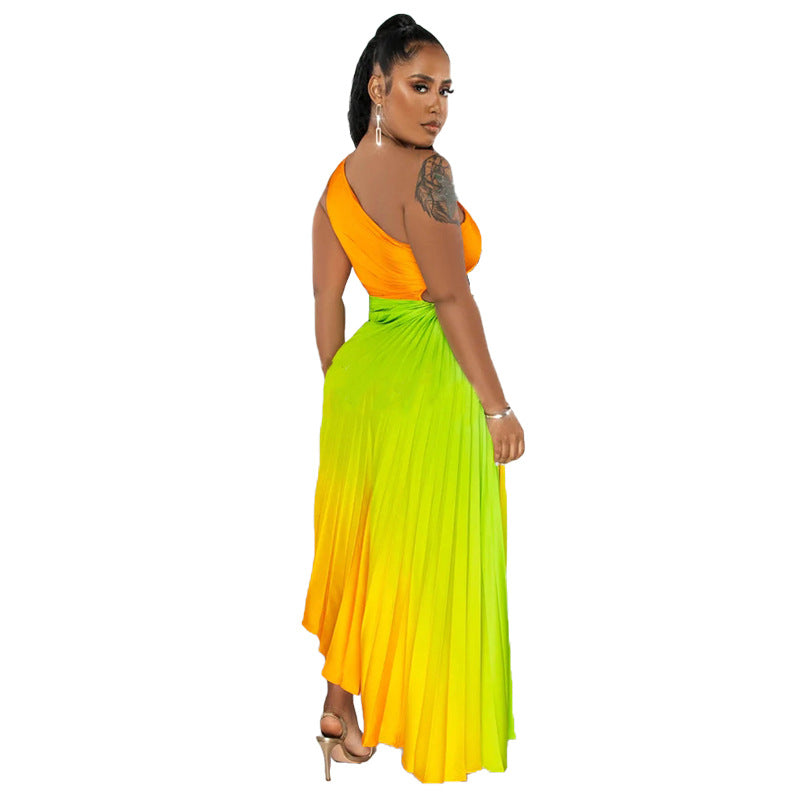 Women's Clothing Amazon Wish Independent Station EBay Explosions Gradient Sexy Pleated Dress