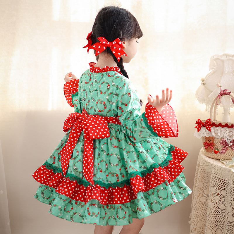 Autumn 2024 Girls Dress Autumn New Long Sleeve Children Lolita Princess Dress Western Style Children's Dress