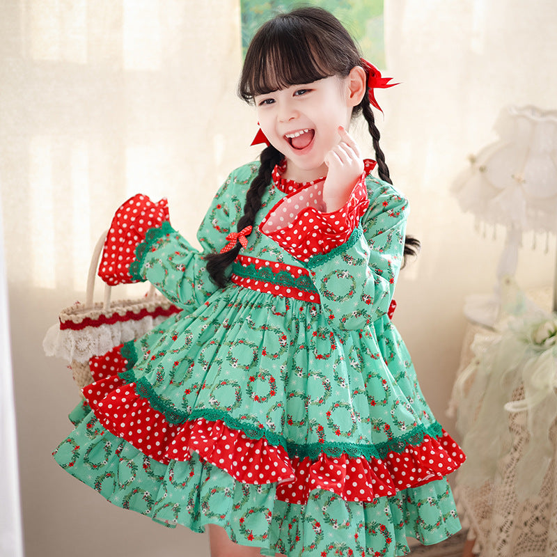 Autumn 2024 Girls Dress Autumn New Long Sleeve Children Lolita Princess Dress Western Style Children's Dress