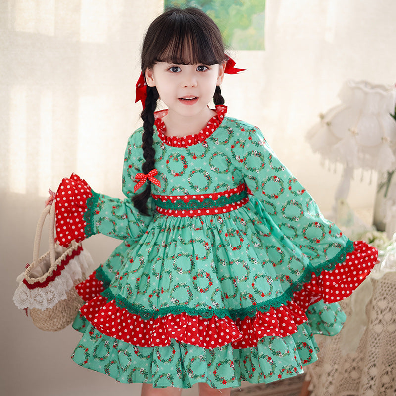 Autumn 2024 Girls Dress Autumn New Long Sleeve Children Lolita Princess Dress Western Style Children's Dress