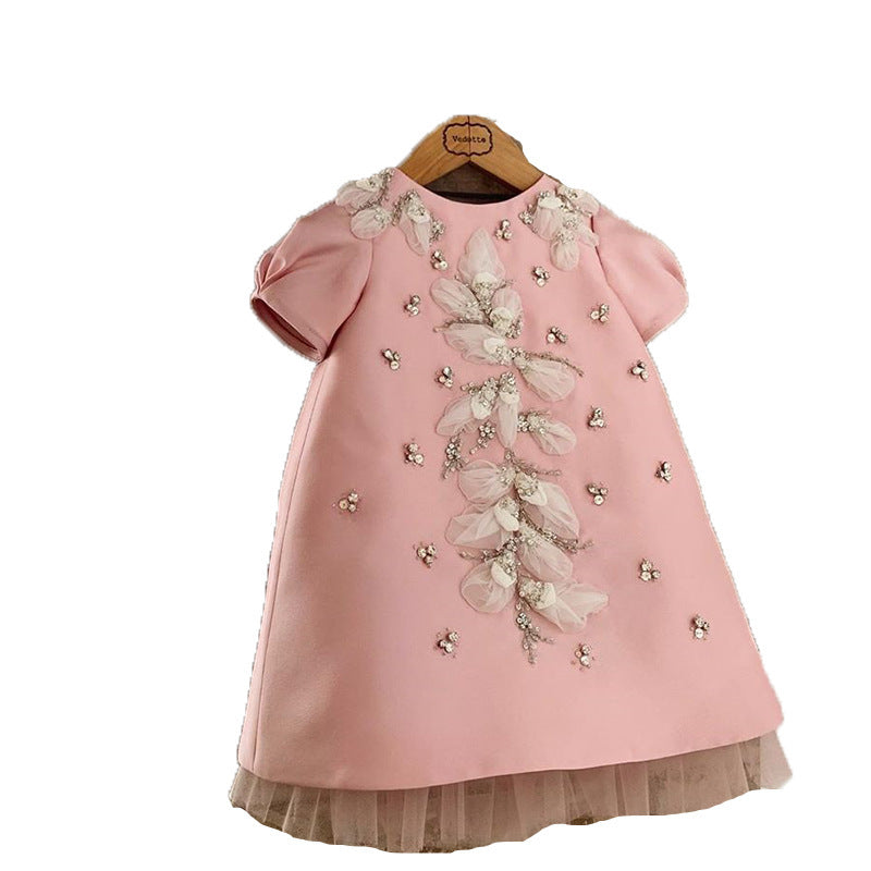 Children's Dress Flower Girl Wedding Girl's Dress One Year Old Birthday Party Evening Dress Stylish Princess One Year Old Dress