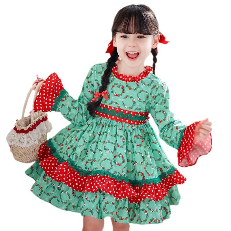 Autumn 2024 Girls Dress Autumn New Long Sleeve Children Lolita Princess Dress Western Style Children's Dress