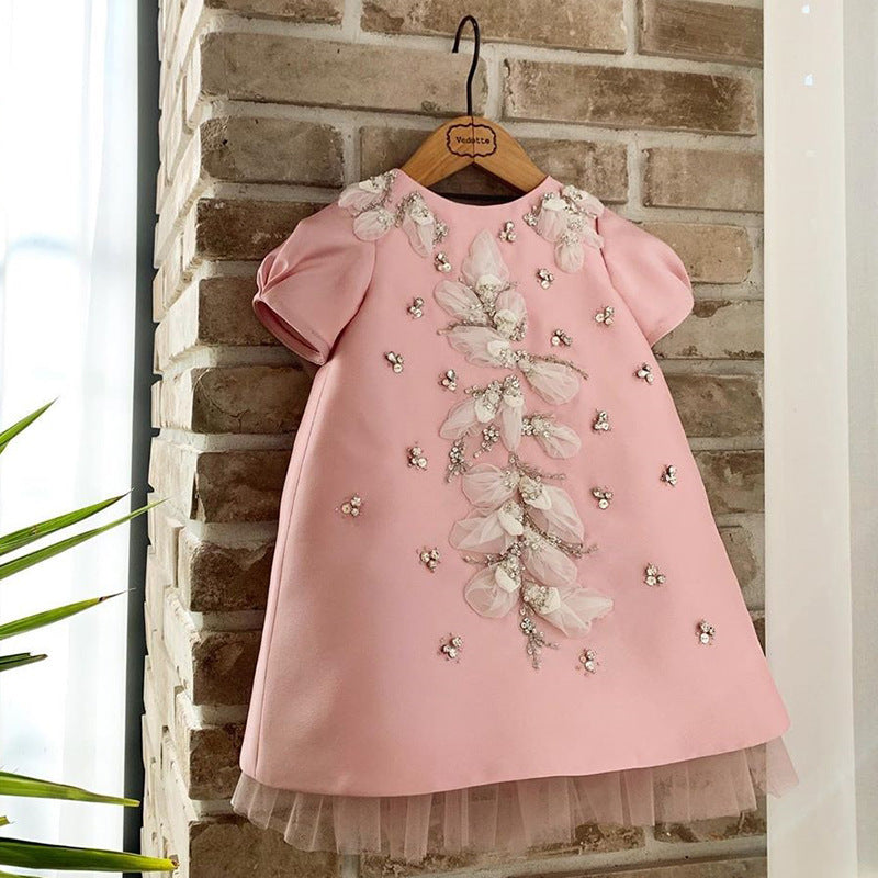 Children's Dress Flower Girl Wedding Girl's Dress One Year Old Birthday Party Evening Dress Stylish Princess One Year Old Dress