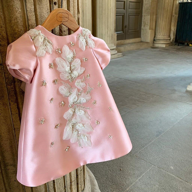 Children's Dress Flower Girl Wedding Girl's Dress One Year Old Birthday Party Evening Dress Stylish Princess One Year Old Dress