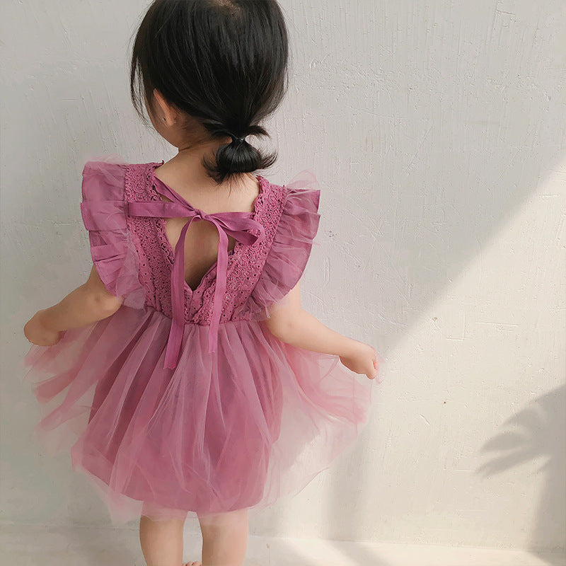 Children&amp;amp;#039;s Dress Children&amp;amp;#039;s Dress Lace Vest Gauze Skirt