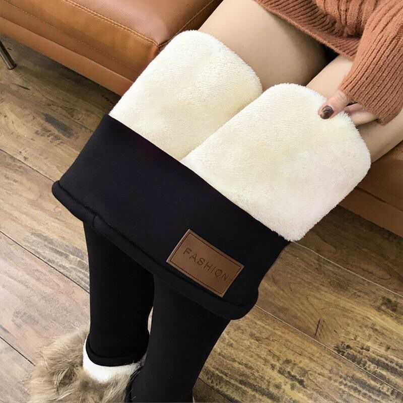 Exclusively For 2022 Autumn Lamb Cashmere Plus Velvet Thick High Waist Outer Wear Slim Slimming Pants