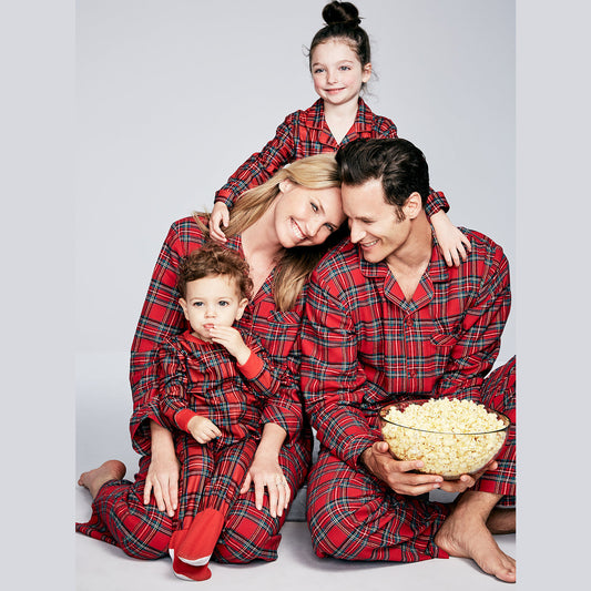 Parent Child Suit Red Plaid Print