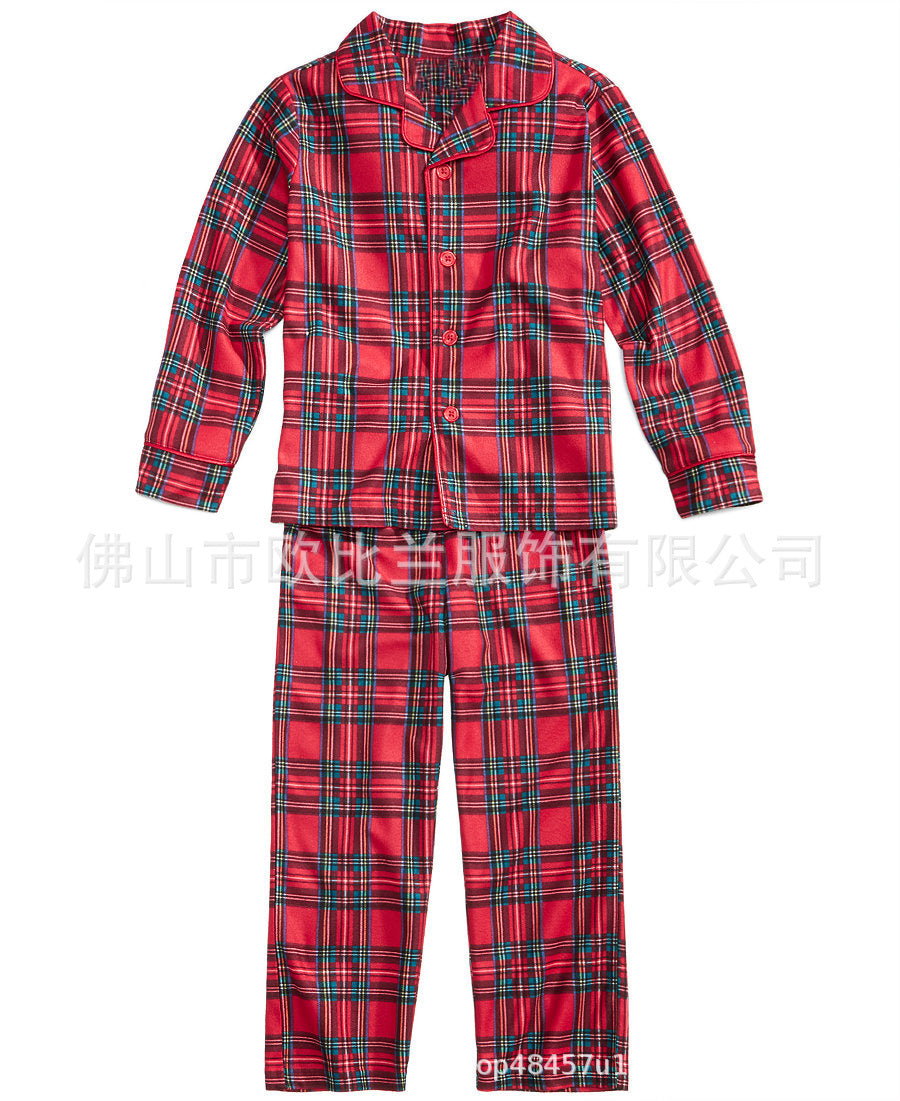 Parent Child Suit Red Plaid Print