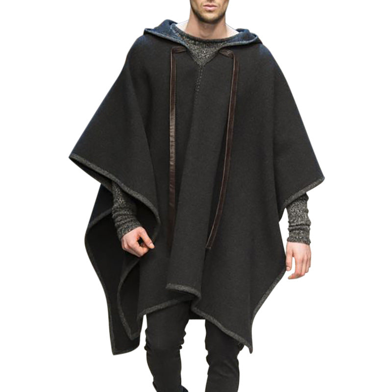 Men&#039;s Cloak Shawl Pullover Cloak Wool Coat Tide