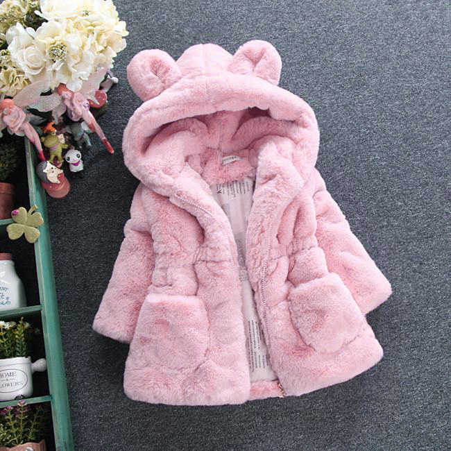 Autumn And Winter New Girls Wool Imitation Fur Padded Jacket