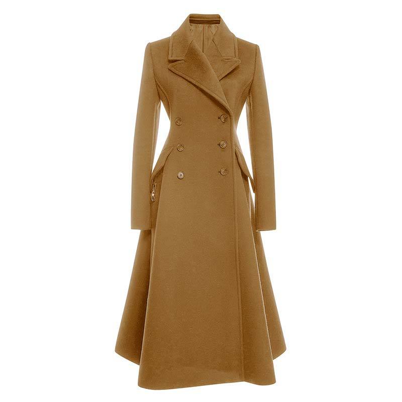 European Station Long Woolen Coat Coat Women&#039;s Autumn And Winter 2020 Elegant Slim Fit Women&#039;s Wear Plus Size Thickened Woolen Coat