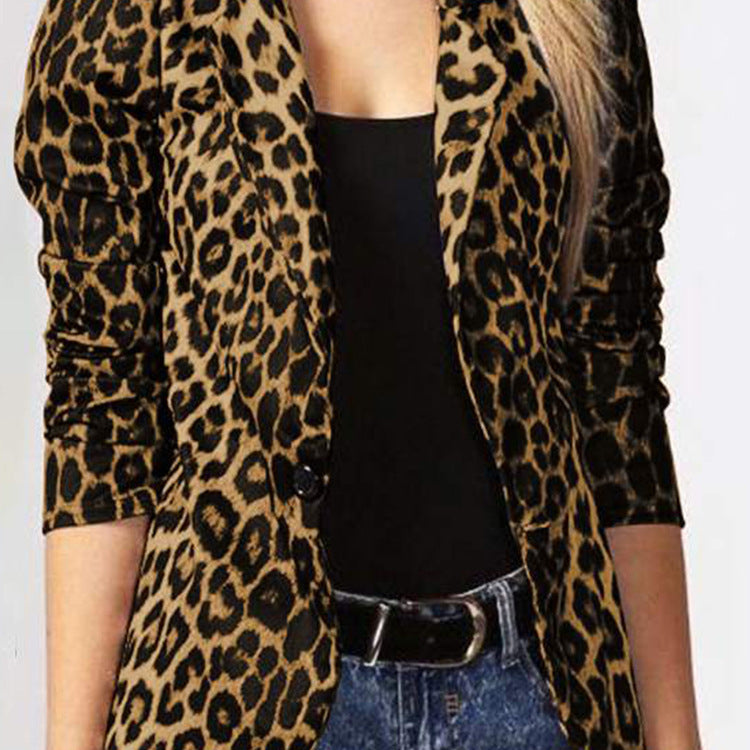 2021 Amazon AliExpress Wish European And American Spring And Autumn Fashion Trend Leopard Print Temperament Commuter Thin Small Suit