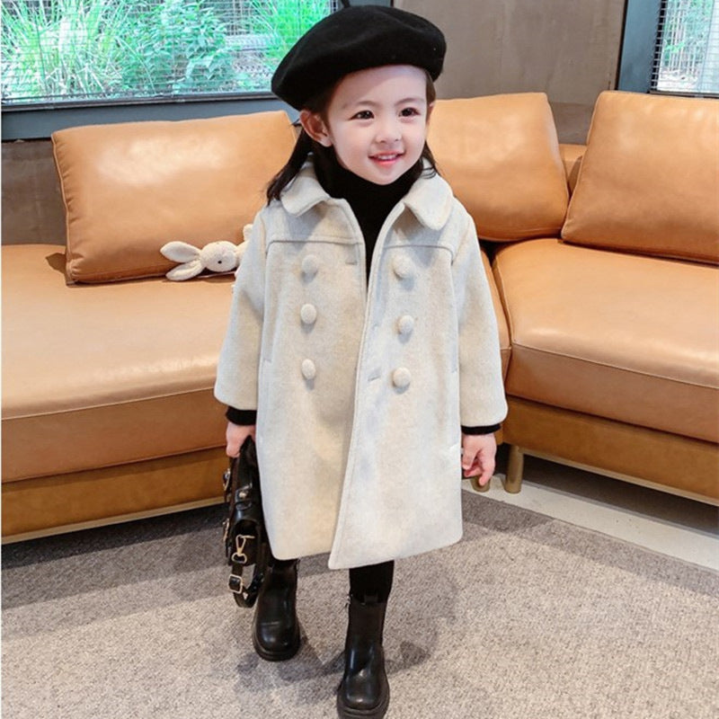 Korean Version Of Children&#039;s Coat 2022 Winter Children&#039;s Long Girls Cotton Padded Double-breasted Coat Wholesale