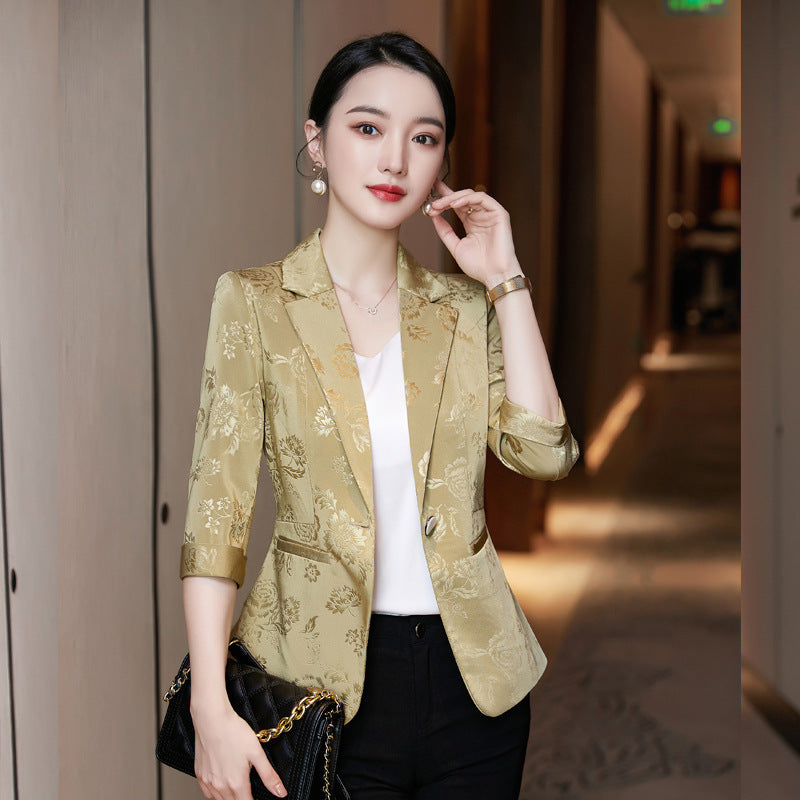 Small Suit Jacket Female  New Summer Fashion Beautiful Middle-aged And Elderly Mother Foreign Style Thin Section Ladies Suit Summer