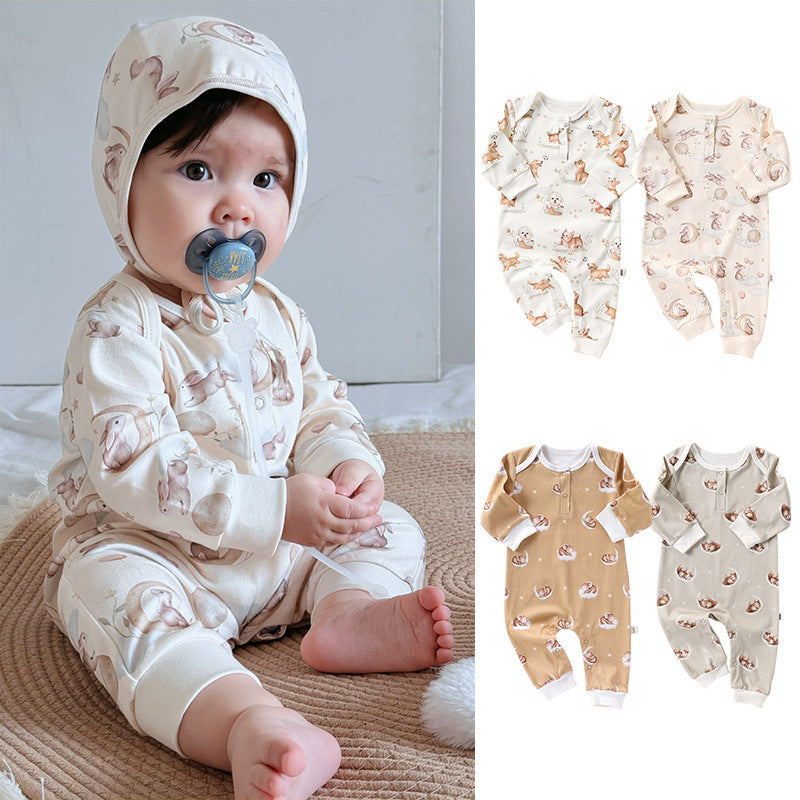 Baby Jumpsuit Pure Cotton Autumn Newborn Baby Clothes Long Sleeve Pajamas Newborn Men&#039;s And Women&#039;s Harper Climbing Clothes