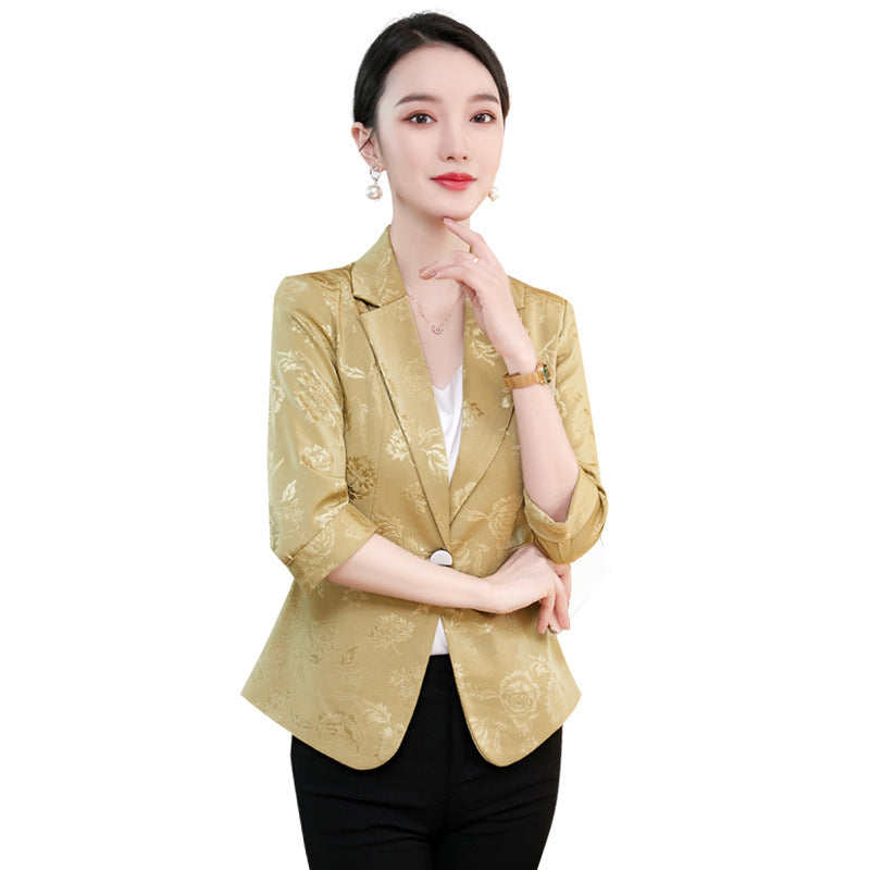 Small Suit Jacket Female  New Summer Fashion Beautiful Middle-aged And Elderly Mother Foreign Style Thin Section Ladies Suit Summer