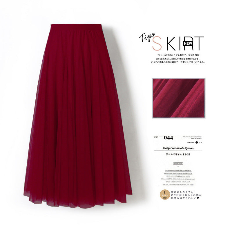 720-degree Square Dance Red Mesh Half-length Skirt, Large Swing Skirt, Thin A-line Skirt, Covering The Crotch, Thin Purple Gauze Skirt