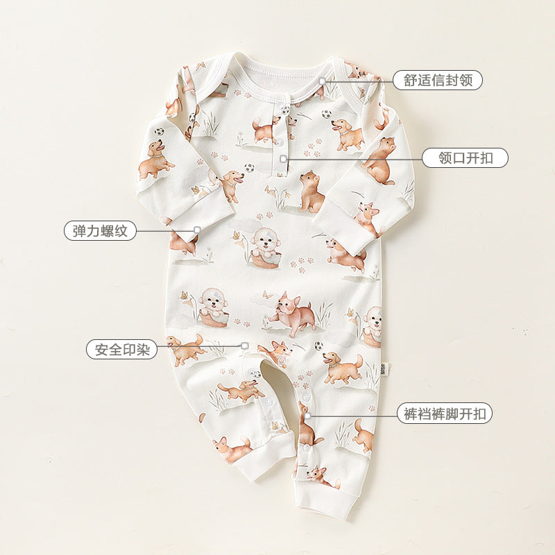 Baby Jumpsuit Pure Cotton Autumn Newborn Baby Clothes Long Sleeve Pajamas Newborn Men&#039;s And Women&#039;s Harper Climbing Clothes