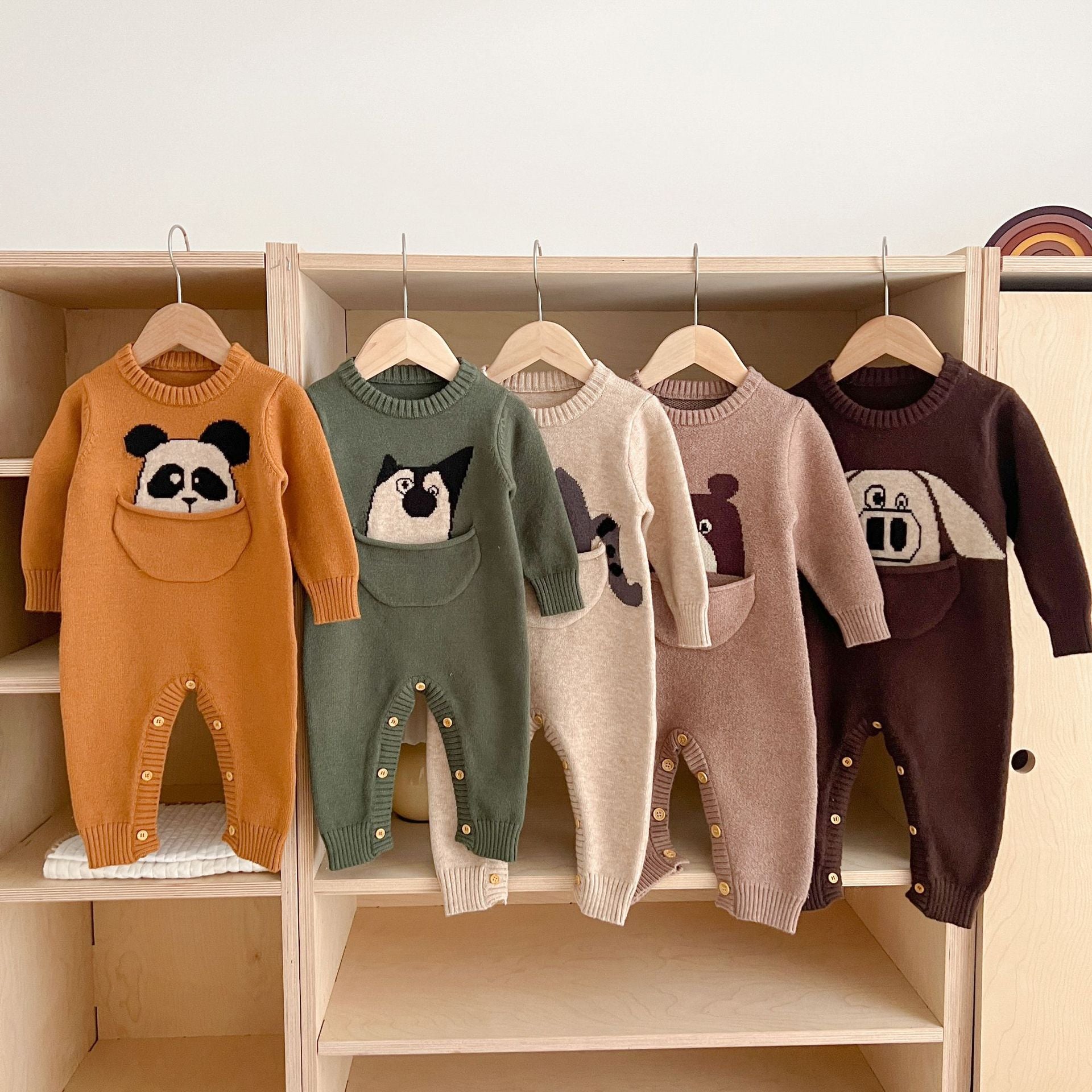 Korean Style Spring And Autumn Baby Knitted Romper Pullover Long Sleeve Cartoon Cute Romper Western Style Retro Jumpsuit