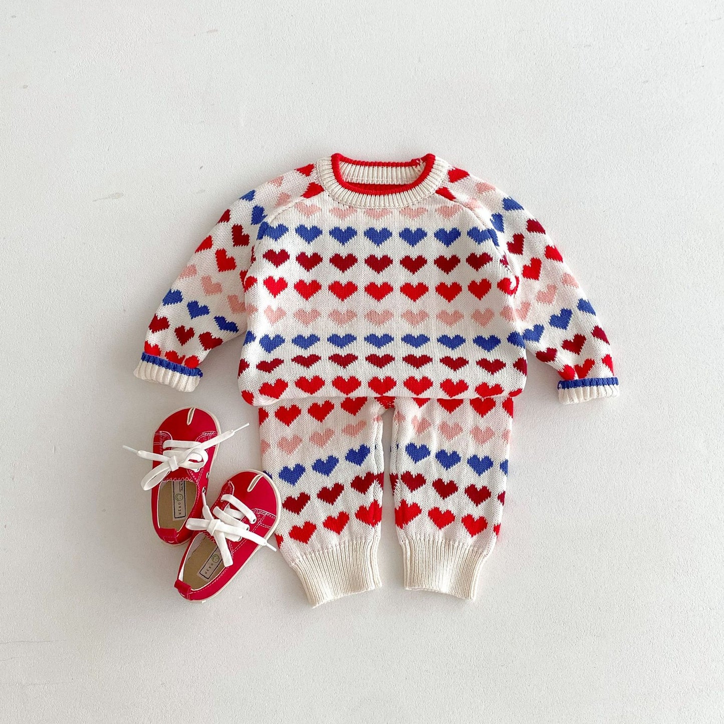 New 1-8 Years Old Children&#039;s Clothing Korean Sweater Suit Color Love Fashion Baby Autumn And Winter Sweater