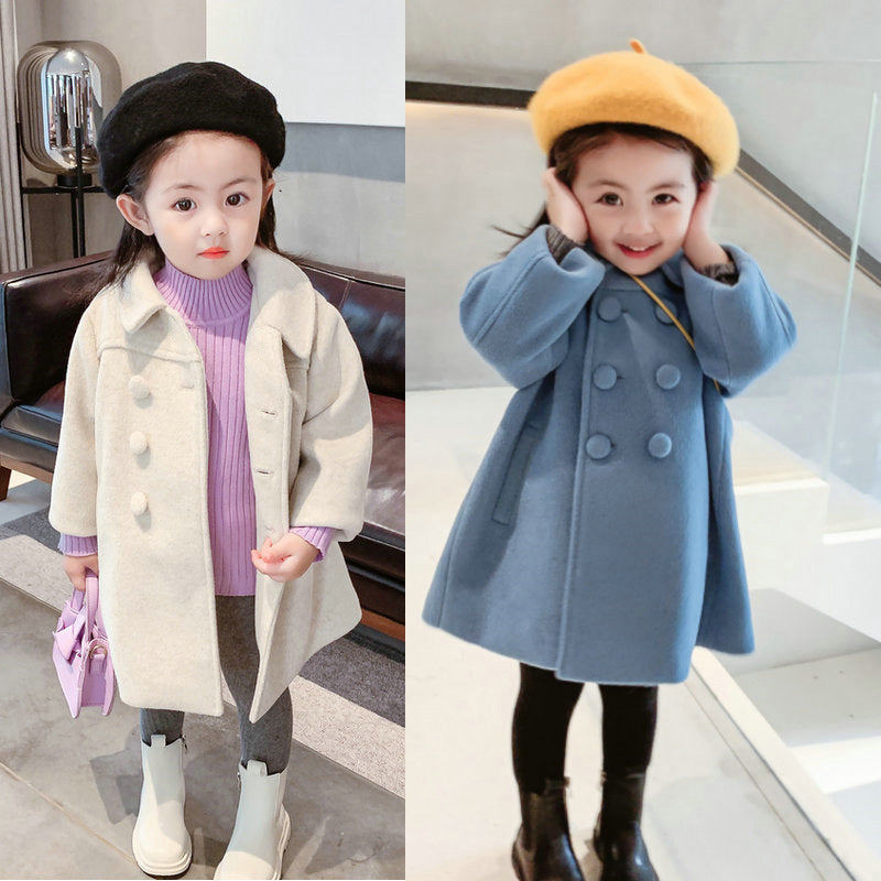 Korean Version Of Children&#039;s Coat 2022 Winter Children&#039;s Long Girls Cotton Padded Double-breasted Coat Wholesale