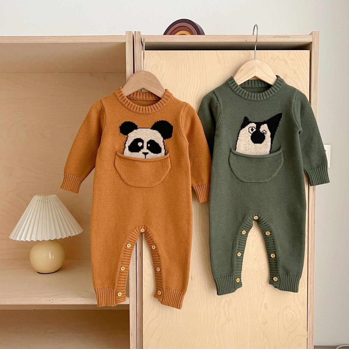 Korean Style Spring And Autumn Baby Knitted Romper Pullover Long Sleeve Cartoon Cute Romper Western Style Retro Jumpsuit