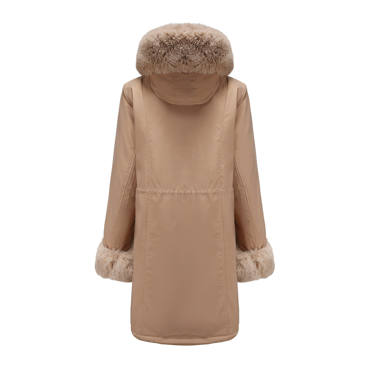 2022 Winter New Cotton Coat Women&#039;s Detachable Fur Collar Mid-length Long-sleeved Pie To Overcome Solid Color Hooded Warm Cotton Coat