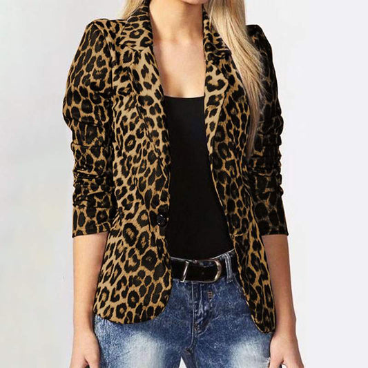 2021 Amazon AliExpress Wish European And American Spring And Autumn Fashion Trend Leopard Print Temperament Commuter Thin Small Suit