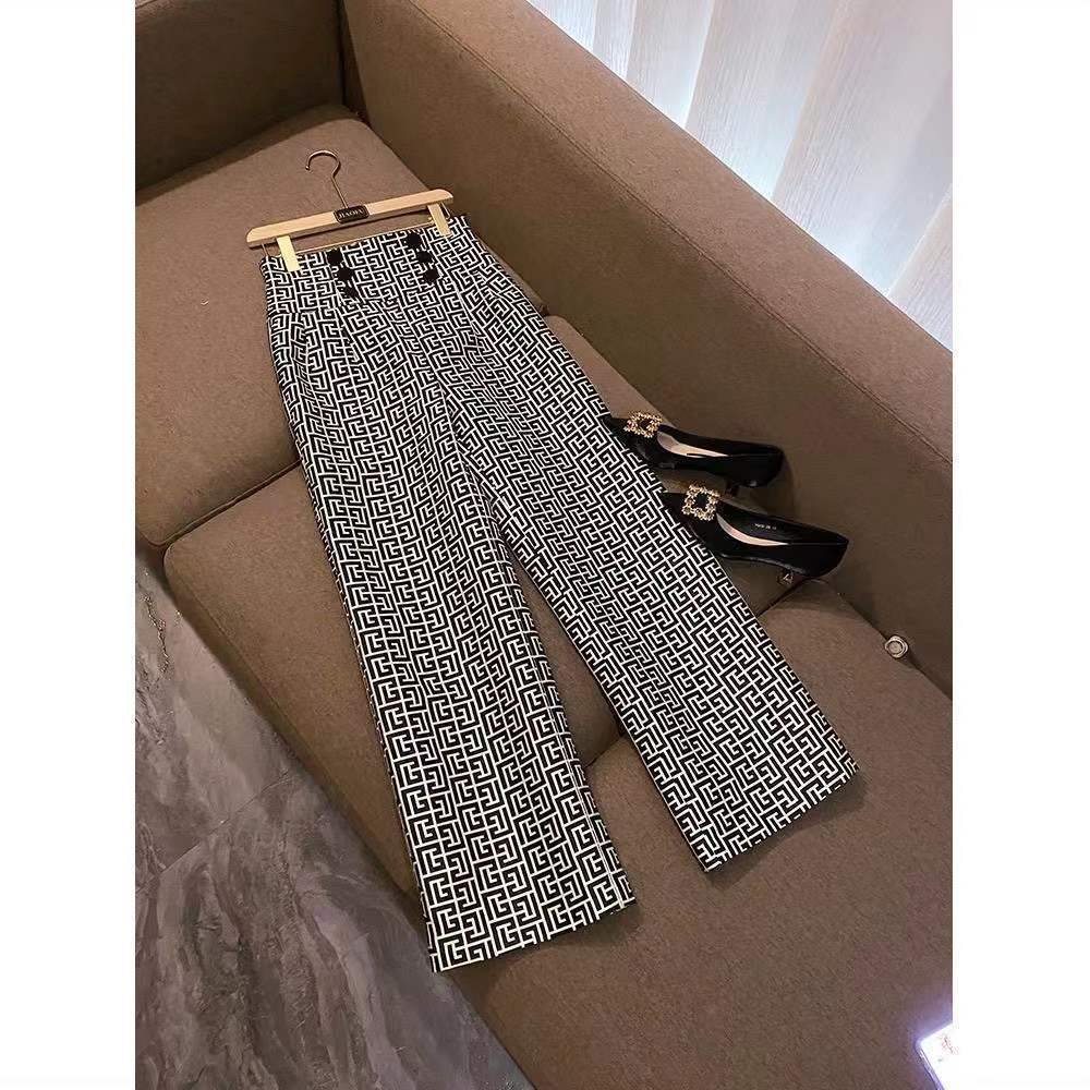 Spring And Autumn New Jacquard Embroidery Suit Suit Women&#039;s Fashion Suit Wide-leg Pants Top Tide