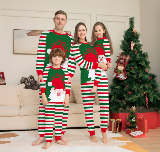 European And American Foreign Trade 2023 New Santa Claus Striped Christmas Parent-Child Home Clothes Pajamas Amazon New Set