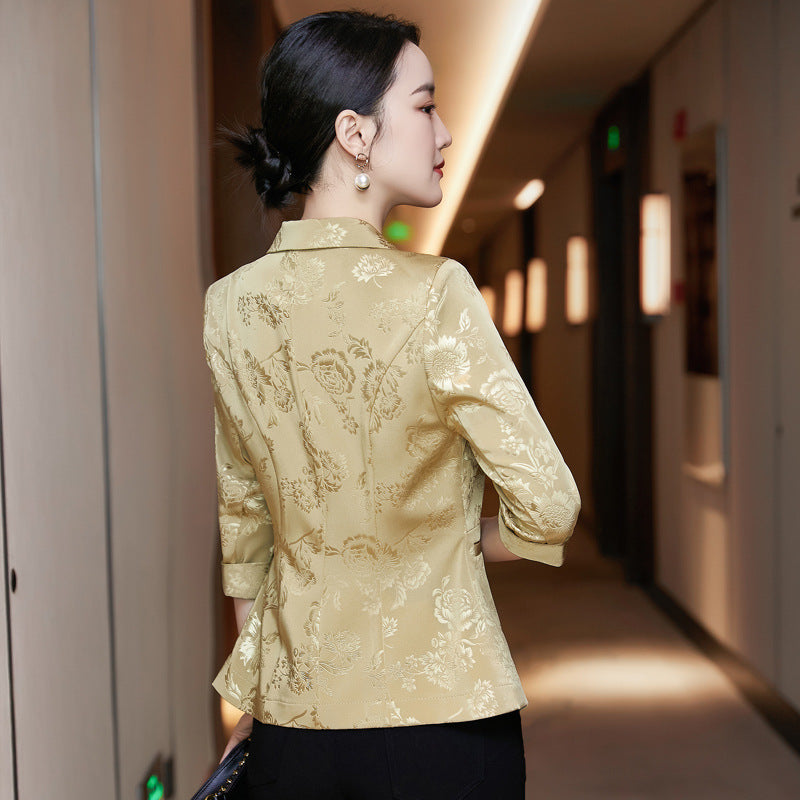 Small Suit Jacket Female  New Summer Fashion Beautiful Middle-aged And Elderly Mother Foreign Style Thin Section Ladies Suit Summer