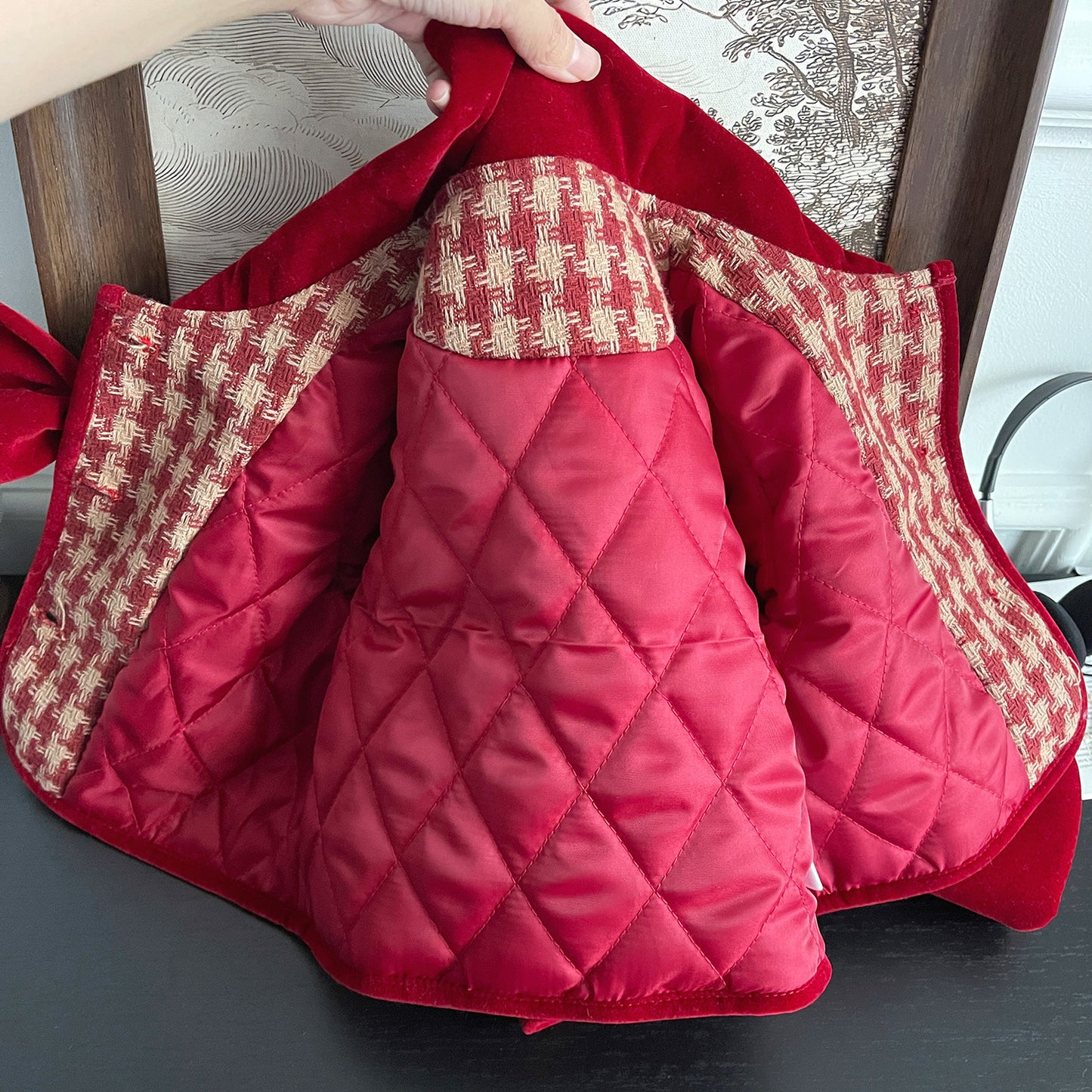 2023 Winter New Korean Style Girls Small Fragrance Style Red Plaid Bow Set Baby Cotton Two-piece Set 68185