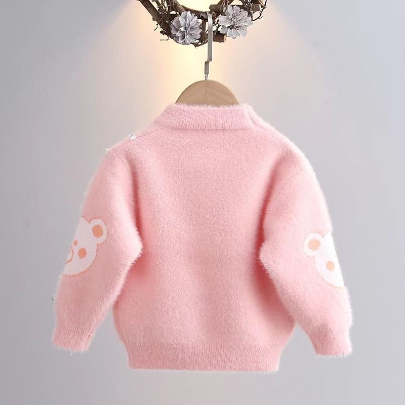 Girls Sweater Pullover 2023 Autumn And Winter New Children&#039;s Thick Knitted Bottoming Shirt Girl Foreign Style Top