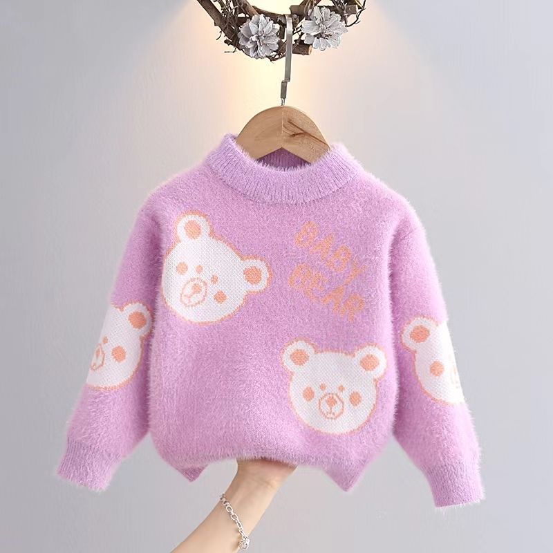 Girls Sweater Pullover 2023 Autumn And Winter New Children&#039;s Thick Knitted Bottoming Shirt Girl Foreign Style Top