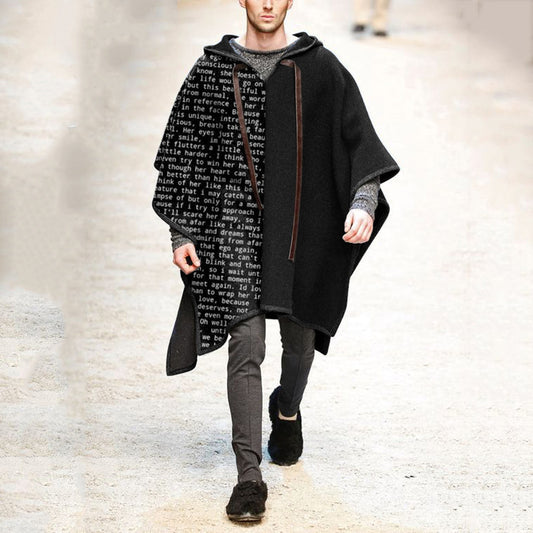 Men&#039;s Cloak Shawl Pullover Cloak Wool Coat Tide