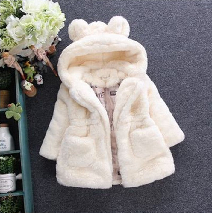 Autumn And Winter New Girls Wool Imitation Fur Padded Jacket