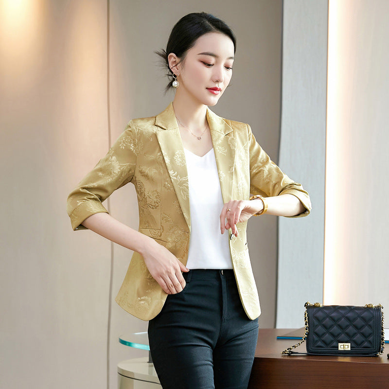 Small Suit Jacket Female  New Summer Fashion Beautiful Middle-aged And Elderly Mother Foreign Style Thin Section Ladies Suit Summer