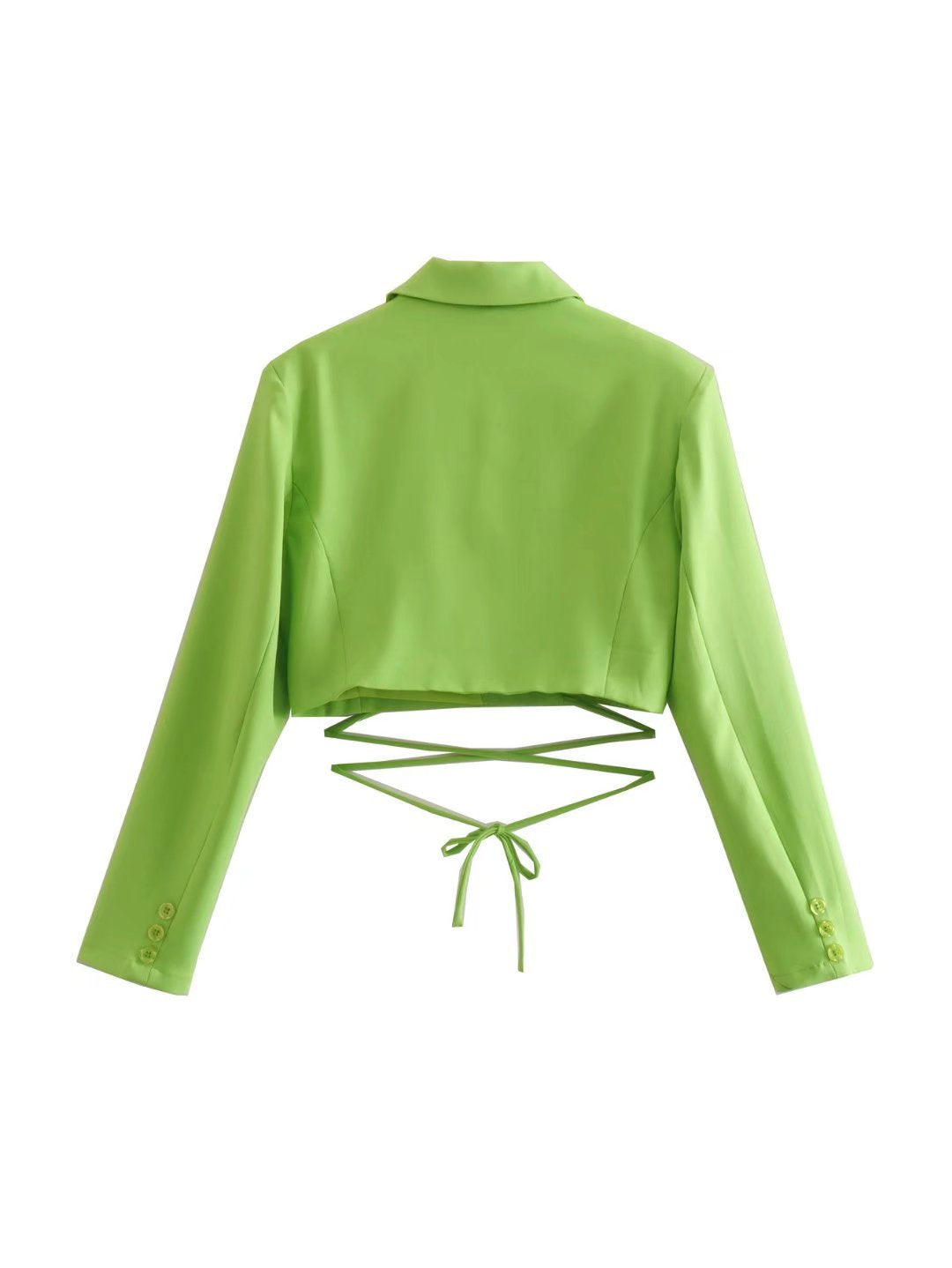 Europe And America Wholesale 2022 Summer New Green Short Lace-up Top + Single-breasted Skirt Suit M4-0724