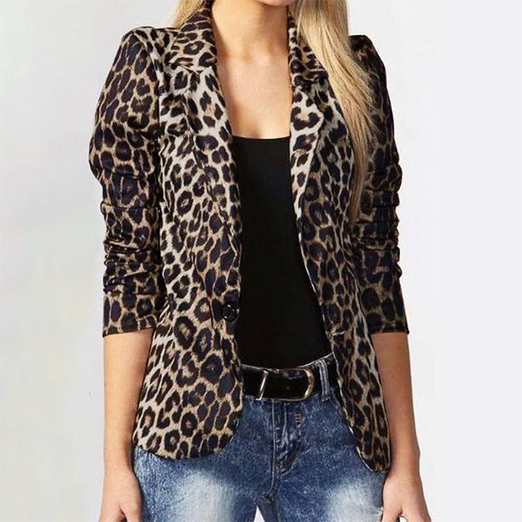 2021 Amazon AliExpress Wish European And American Spring And Autumn Fashion Trend Leopard Print Temperament Commuter Thin Small Suit