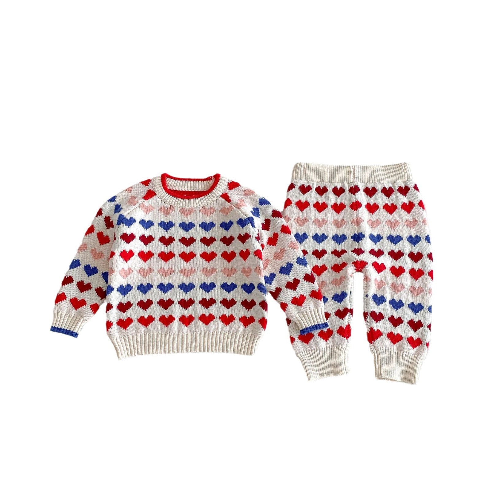 New 1-8 Years Old Children&#039;s Clothing Korean Sweater Suit Color Love Fashion Baby Autumn And Winter Sweater