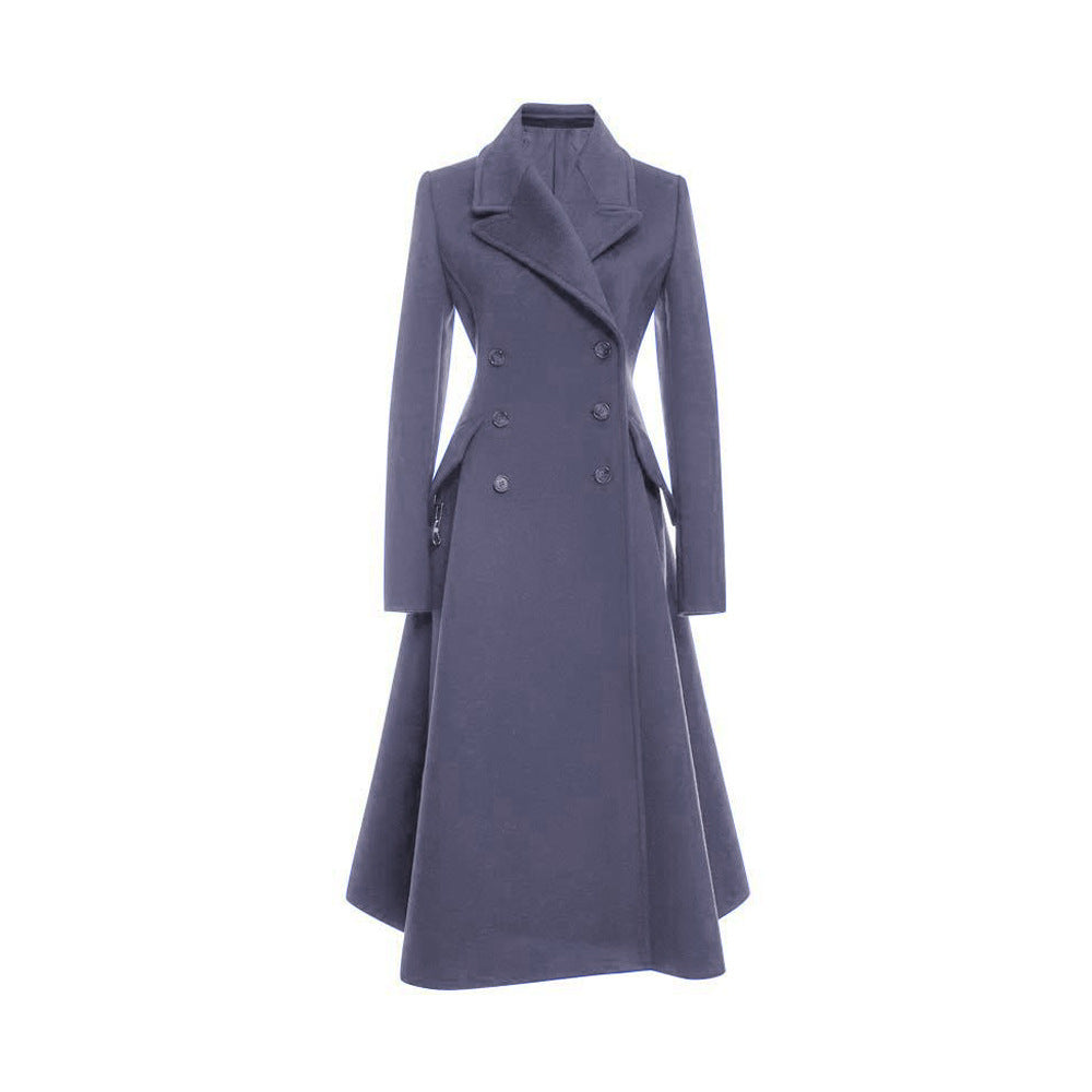 European Station Long Woolen Coat Coat Women&#039;s Autumn And Winter 2020 Elegant Slim Fit Women&#039;s Wear Plus Size Thickened Woolen Coat