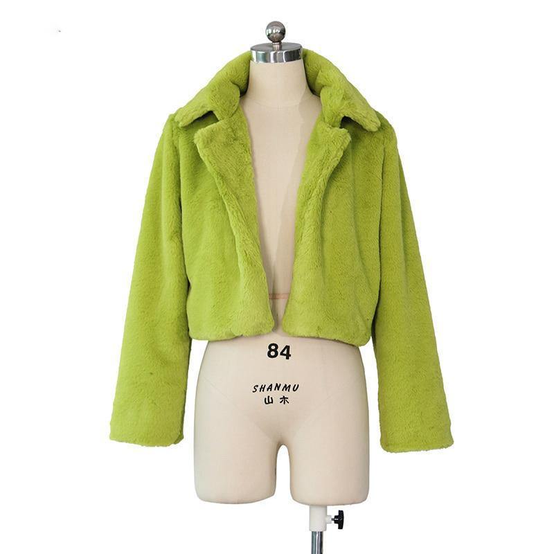 Hot sale Europe and America autumn and winter loose faux fur cardigan short jacket fluffy jacket