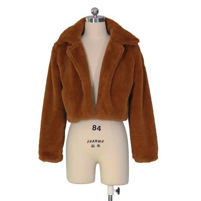 Hot sale Europe and America autumn and winter loose faux fur cardigan short jacket fluffy jacket