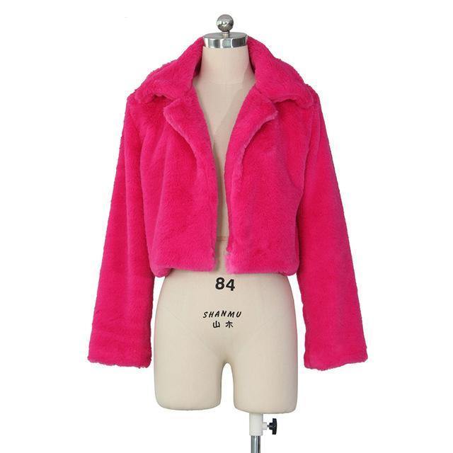 Hot sale Europe and America autumn and winter loose faux fur cardigan short jacket fluffy jacket