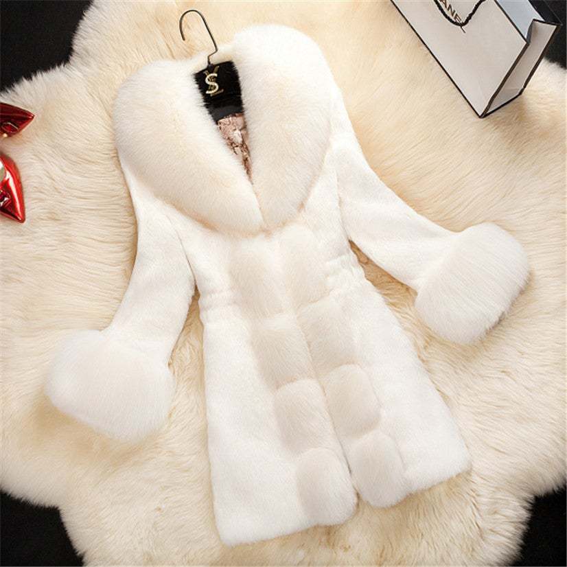 Plus size rabbit fur coat for women