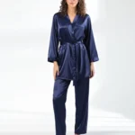 Women's Satin Silk Pajama Set with Robe | Luxury Nightwear Sleepwear for Women