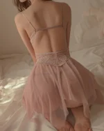 Women's Lace Babydoll Nightdress | Sheer Mesh Chemise Lingerie - Image 4