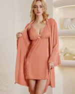 Women's Lace Satin Nightdress with Robe | Luxury Sleepwear Set - Image 2