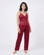 Women's Satin Lace Pajama Set | Luxury Cami & Pants Sleepwear - Image 9
