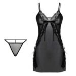 Women's Black Lace Mesh Babydoll Nightdress | Sheer V-Neck Lingerie - Image 6